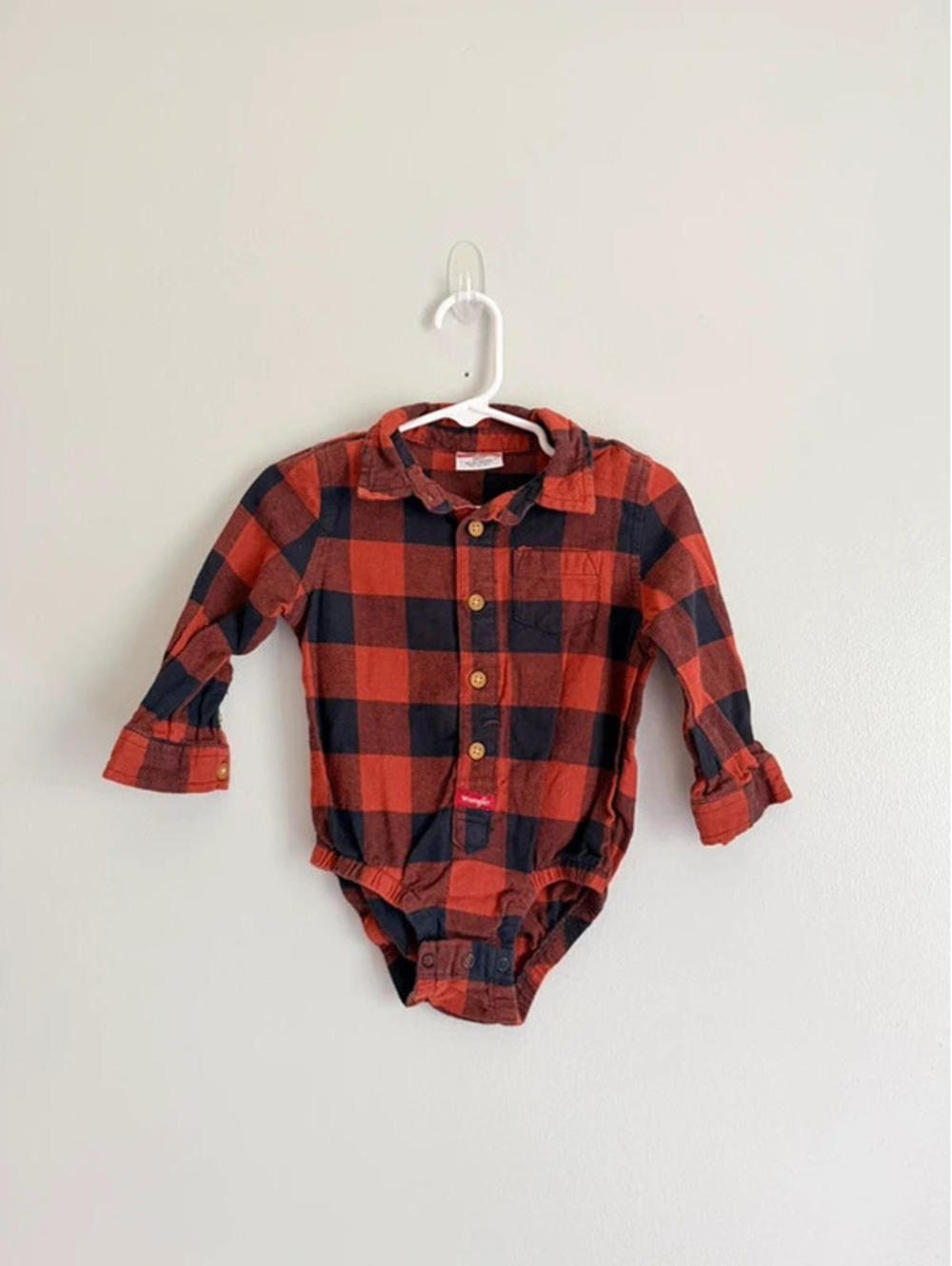 Wrangler Buffalo Plaid Long Sleeve Bodysuit 18M